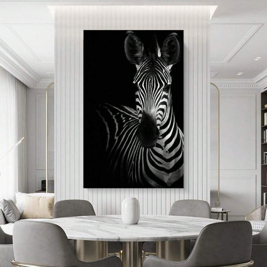 1PC Zebra Canvas Print, Zebra Canvas Wall Art , Zebra Wall Decor , Zebra Canvas Print Paintings In Living Rooms, Bedrooms, Dining Rooms Optional Frames Modern Posters, Wall Arts, Canvas Paintings, And Reusable Frames ,Wall Art With Frame - Multicolor - View 1