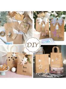 10pcs Brown Kraft Paper Bags With Handles-100% Takeaway Bags For Businesses, Retail, Grocery, BoutiqueSupplies, Parcel, Packaging, And Home Kitchen Ltems - Durable