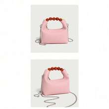 Niche Dumpling Bags With Versatile Chain Beaded Soft Leather Handbags For Spring Crossbody Bags Exquisite And Fashionable Bags - Pink - View 2