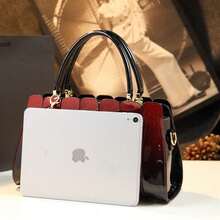 Individualized Splicing Women's Bag Single Shoulder Cross-Body Handbag Patent Leather Atmospheric All-Matching Bag - Dark Green - View 4