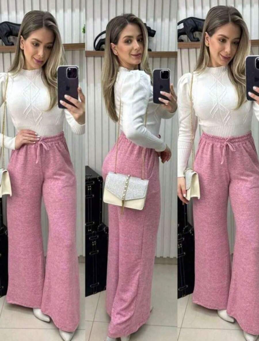 Women's Lanzinha Pants With Pockets Winter Fashion - 粉色 - 查看 1