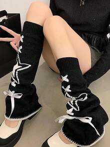 1 双女士时尚针织喇叭形腿套，多种款式可选 - 闊腿腿套 - 查看 2