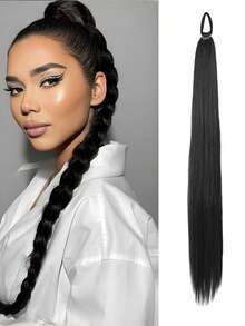 1 件装马尾假发 直马尾辫 可编成马尾辫接发 拳击辫 两用 DIY 适合女性日常穿着和聚会 - 彩色 - 查看 12