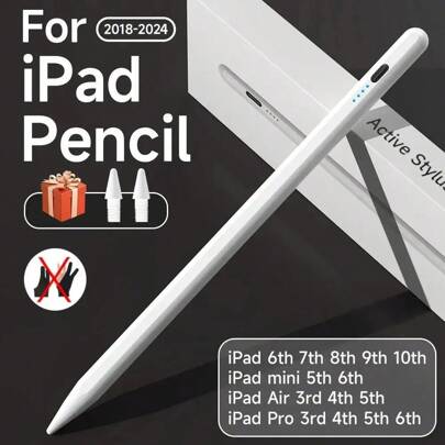 IPad 스타일러스 펜슬 2024 IPad Air 11 Air 13 M2 Pro 13 11 M4 5/6/7/8/9/10세대 Air 3/4/5 Mini 5 6(손바닥 거부 배터리 120mAh 포함)