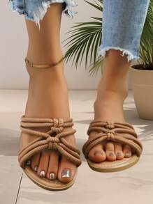 New Summer Women Flat Sandals With Crossed Straps, Comfortable Casual Outdoor Slippers, Fashion Flat Shoes