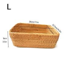 1pc/3pcs Rattan Storage Baskets, Snack & Fruit Organizer Boxes, Woven Rectangular Bread Tray, Home Desktop Countertop Decorative Baskets Valentine Day Sun Travel Cool