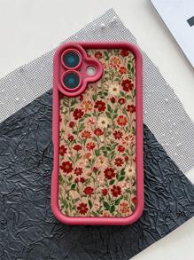 Flower 1pc Red Floral Pattern Matte Anti-Drop Phone Case Compatible With Samsung, Compatible With IPhone 16/15/14/13/12/11/XSMAX/X/XS/XR/7PLUS/8PLUS/7/8/S21/22/23/24/25