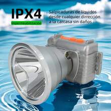 Lámpara minera recargable de 85 Watt para cabeza Larga duración de uso Resistente a la lluvia-Linterna luz LED de largo alcance de hasta 1500 metros ideal para campismo, senderismo, exploración de cuevas, pesca y además actividades al aire libre - Camuflaje negro - Ver 5