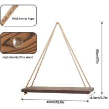 Étagère suspendue en corde rustique, étagères suspendues murales, étagères flottantes suspendues en corde, étagères rustiques de style fermier boho, étagères suspendues, décoration murale de style boho, pour la salle de bain, le salon