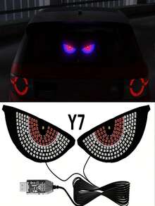 2 piezas de Luces de coche con efecto de ojos de diablo LED, alimentadas por USB, fácil instalación sin cableado necesario, iluminación de expresión genial para vehículos, luces decorativas de múltiples funciones geniales para camiones y SUV, parabrisas delantero y trasero, maletero sin batería requerida - Multicolor - Ver 14
