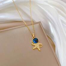 Y2K Starry Sky Planet Light Luxurious Temperament Gorgeous Necklace Star And Moon Versatile Stainless Steel Clavicle Chain - Dây chuyền C - Xem 4