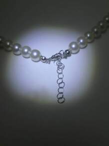 Set de 3 piezas de collar y aretes de joyería con perlas falsas, conjunto de joyería clásica europea y americana con perlas, conjunto de joyería retro con cuentas para mujeres