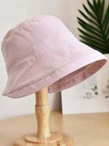 Sombrero de cubo de ala ancha transpirable y casual, sombrero de cubo retro versátil, protección solar para el verano, sombrero casual de unicolor sin protección UV, primavera/verano