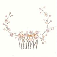 1件优雅玻璃发梳配饰，新娘婚礼发饰，四季皆宜，情人节配饰