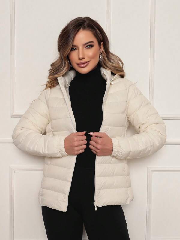 Jaqueta Feminina Puffer Gominho Bobojaco Moda Inverno Com Capuz Removível