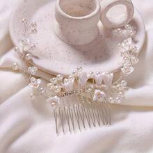1件优雅玻璃发梳配饰，新娘婚礼发饰，四季皆宜，情人节配饰