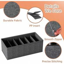 4 PACK Sock Underwear Drawer Organizer Dividers, Collapsible Cabinet Closet Storage Boxes For Clothes, Socks, Lingerie, Underwear, Tie, Belt,Bedroomedroom - 黑色 - 查看 6