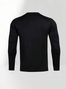 2pcs/Set Soccer Goalkeeper Padded Elbow Shirt With Anti-Slip Chest Straps, Breathable Long Sleeve T-Shirt With Colorblocking Stripes + Goalkeeper Padded Long Pants With Elastic Waist, For Training, Match And Activities