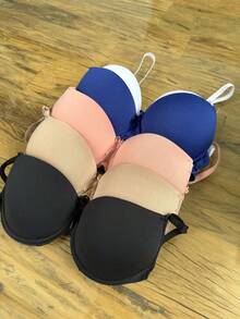 Kit 2 Sutiã Liso Basico Alça Removível Reforçado Com Bojo e Com Aro Lingerie Moda Intima na Promoção - Multicolorido - Visão 8