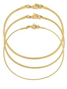 1 pièce Bracelet À Chaîne En Acier Inoxydable En Plaquage À L'Or Serpent Os Pour Adapté Pour Port Quotidien
