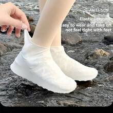 زوج واحد/مجموعة أغطية أحذية مطاطية قابلة لإعادة الاستخدام ومقاومة للماء ، اكسسوارات أحذية للمطر الخارجية، قابلة للإنزلاق