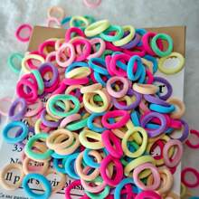 200pcs/Pack Mixed Color Mini Scrunchies, Black/Red/Candy Color, Y2K Style, Versatile Minimalist Solid Color Hair Ties, Suitable For Hair Styling And Outfit Matching