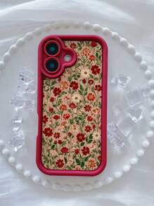 Flower 1pc Red Floral Pattern Matte Anti-Drop Phone Case Compatible With Samsung, Compatible With IPhone 16/15/14/13/12/11/XSMAX/X/XS/XR/7PLUS/8PLUS/7/8/S21/22/23/24/25