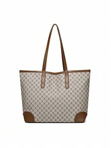 2pcs/Set Large Capacity Tote Bag & Wallet, Fashionable Shoulder Bag For Middle-Aged Women, Autumn/Winter - Grey - View 6