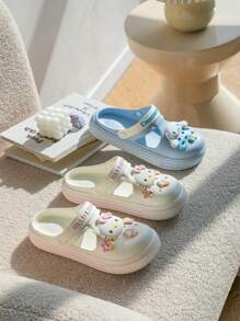 Sanrio Sanrio Cartoon Character Printed EVA Slide Sandals, Women & Kids Outdoor Casual Slippers For Kuromi, Cinnamoroll, Melody