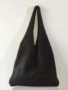 1pc Women Personalized Hollow-Out Knitted Shoulder Bag, Beach Vacation Tote, Fashion Versatile Handbag With Large Capacity, Suitable For Wedding Bride & Bridesmaid Gift, Office Work Commute Tote, Multi-Functional Shopping Bag, Ideal For Daily Use, Gift For Family, Friends, Mom, Partner, Great For Mother's Day, Valentine's Day, Nurse's Day, Teacher's Day, Christmas, Birthday - Multicolor - View 17