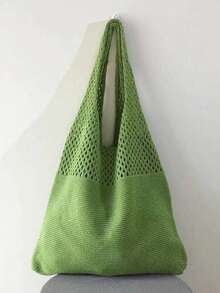 1pc Women Personalized Hollow-Out Knitted Shoulder Bag, Beach Vacation Tote, Fashion Versatile Handbag With Large Capacity, Suitable For Wedding Bride & Bridesmaid Gift, Office Work Commute Tote, Multi-Functional Shopping Bag, Ideal For Daily Use, Gift For Family, Friends, Mom, Partner, Great For Mother's Day, Valentine's Day, Nurse's Day, Teacher's Day, Christmas, Birthday - Multicolor - View 18