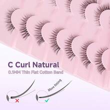 Natural Cat Eye Lashes False Eyelashes Natural 12mm Wispy Eyelashes With Thin Band 3D Volume False Lashes Soft Eye Lashes Pack C Curl Natural Eyelashes Fake Lashes 7 Pair - Short - View 3
