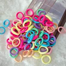 200pcs/Pack Mixed Color Mini Scrunchies, Black/Red/Candy Color, Y2K Style, Versatile Minimalist Solid Color Hair Ties, Suitable For Hair Styling And Outfit Matching
