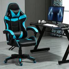 Mcc Direct Swivel Faux Leather Office Chair Racing Sports Gaming Tilt Computer Desk Chair With Headrest & Lumbar Cushion A - Blue - View 1