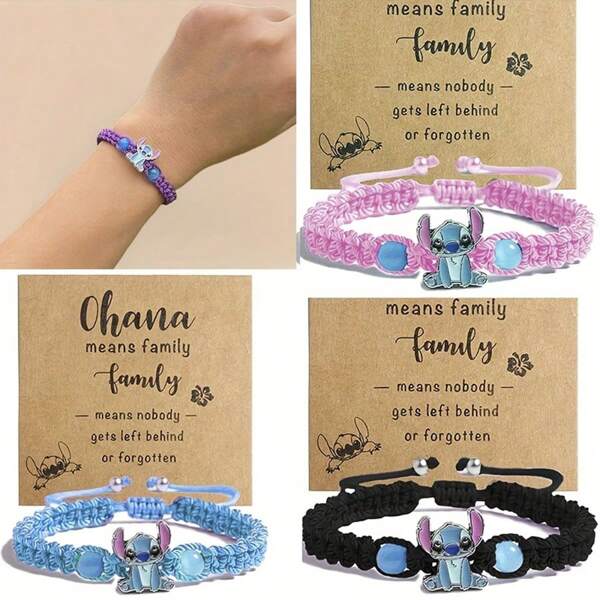 1 pièce Bracelet Cosmos dessin animé Anime, Bracelet d'amitié Chien Extraterrestre Fait Main, Bracelet Charm Stitch, Cadeau de Remplissage, Cadeau pour la Rentrée Scolaire/Fête