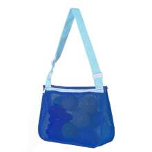 1pc Customized Embroidered Lightweight Foldable Large Capacity Beach Bag, Mesh Beach Storage Bag, Beach Travel Mesh Bag, Personalized Shell Zipper Mesh Beach Bag, Sun Protection Bag, Personalized Embroidered Bag, Summer Vacation Storage Bag, Personalized Shell Bag, Shoulder Tote Beach Bag