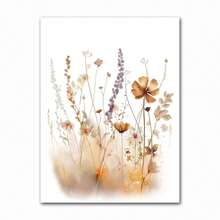 1 pieza Cartel de lienzo con impresión de acuarela de flores y hojas botánicas, para decoración de pared en sala de estar y el hogar, con opción de marco, decoración moderna - Multicolor - Ver 65