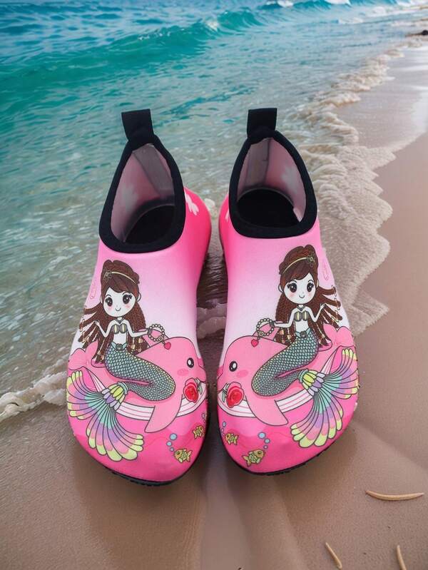 Kids' Shimmer Fish Scale Water Shoes - Rose Pink Quick-Dry Design For Beach, Surf & Waterpark | Lightweight Anti-Scratch Sole | CE-Certified Toddler To Youth Sizes 22-35