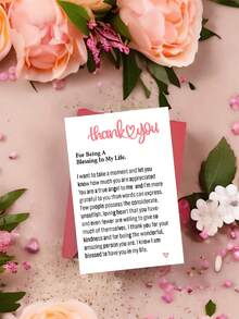 Personalized Heart Pattern Thank You Card With Envelope, Fantasy Theme, Paper Material, Suitable For Thanksgiving, Christmas, Birthday, No Electricity Required, Thank You For Being A Blessing In My Life. - Multicolor - View 4