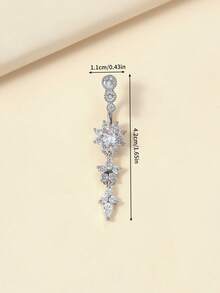 1pc Three-Section Navel Piercing With 21 Cubic Zirconia - Silver - View 3