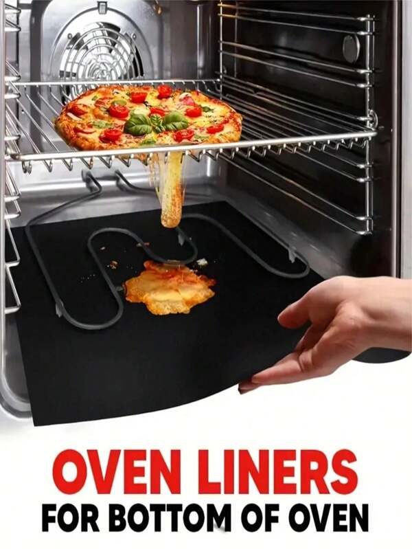 5pcs Reusable Nonstick Oven Liners, Fits Electric Or Gas Oven, Protect Bottom Of Oven, Easy To Clean, Classic Black