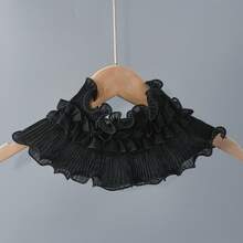 1件女士蕾丝可拆卸假领，可拆卸彼得潘领围巾，透气休闲，纯色涤纶材质，适合春夏连衣裙和圣诞节装饰