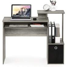Econ Multipurpose Home Office Computer Writing Desk, White/Black - French Oak/Black - View 7