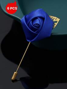 6pcs/Pack Groomsmen Lapel Flower, Silk Rose Brooch For Wedding Bride Bridesmaids, Men's Suit Accessory For Prom - Brooch - View 19