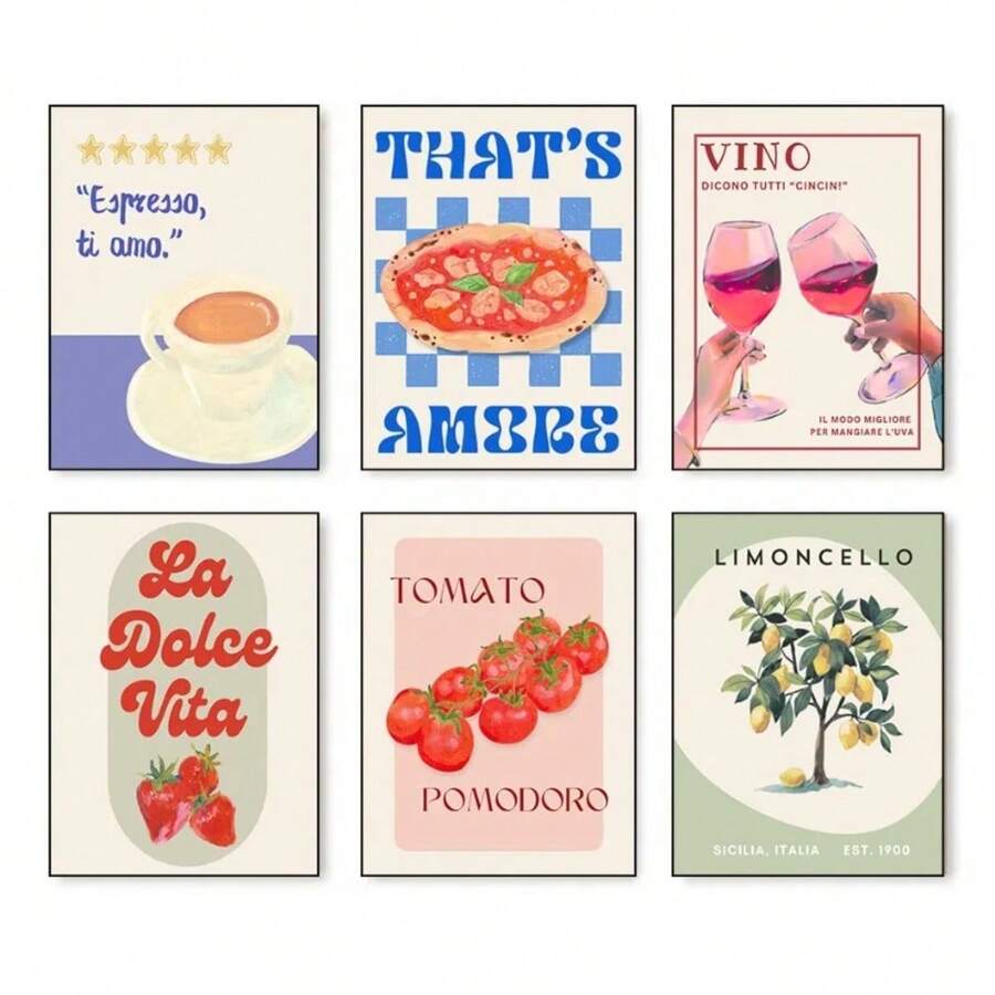 1 件可选框架意大利夏季系列海报印刷帆布艺术画家居客厅和卧室墙壁现代装饰无框画可重复使用框架﻿ - 彩色 - 查看 1