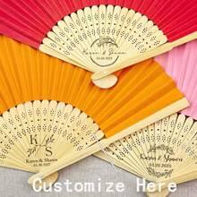 Wedding Colored Fan In Bulk Rustic Fan Custom Wedding Favor Fan Personalized Fans For Guests Wedding Fan Set Summer Beach Fan Halloween Fans - White - View 1