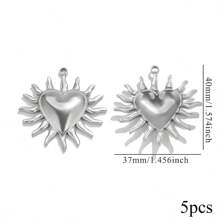 5PCS Stainless Steel Fashion Simple Rose Heart Pendant DIY Necklace Earrings Bracelet Jewelry Making Supplies Suitable For Women Gift
