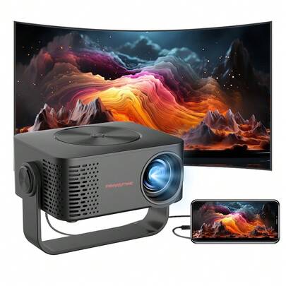 M60 Smart Projector With WiFi And Bluetooth, 4K Mini Smart Projector Supports Android 13 1080P, Auto Keystone Correction, 360° Rotation Adjustment, Compatible With Phones, TV Sticks, USB