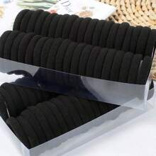 100pcs Black Seamless Elastic Hair Ties For Women, Durable No Crease Hair Bands Ponytail Holders Hair Elastics Hair Rubber Bands Scrunchies Hair Rope