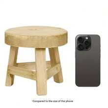 木制迷你凳子展示架，现代木制多肉植物架，装饰性圆形木质底座凳花盆架，多功能高脚凳，适用于阳台、露台和家居装饰